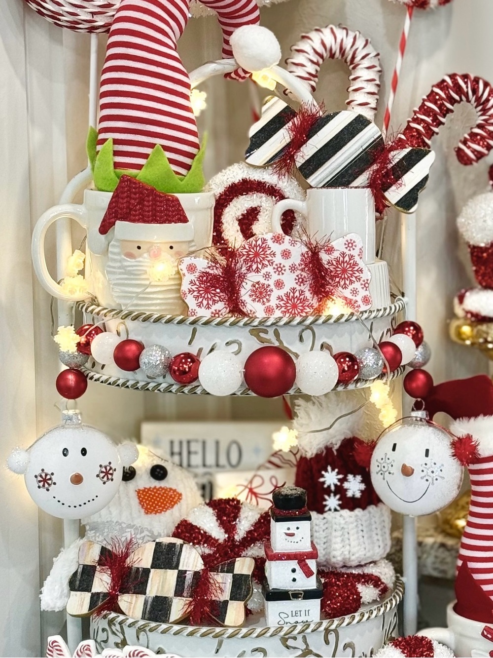 Hand Crafted Christmas Snowman Large Bead Garland 26”
